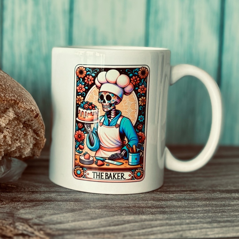 The Baker Skeleton Tarot Coffee Mug Funny 11 oz Brand New